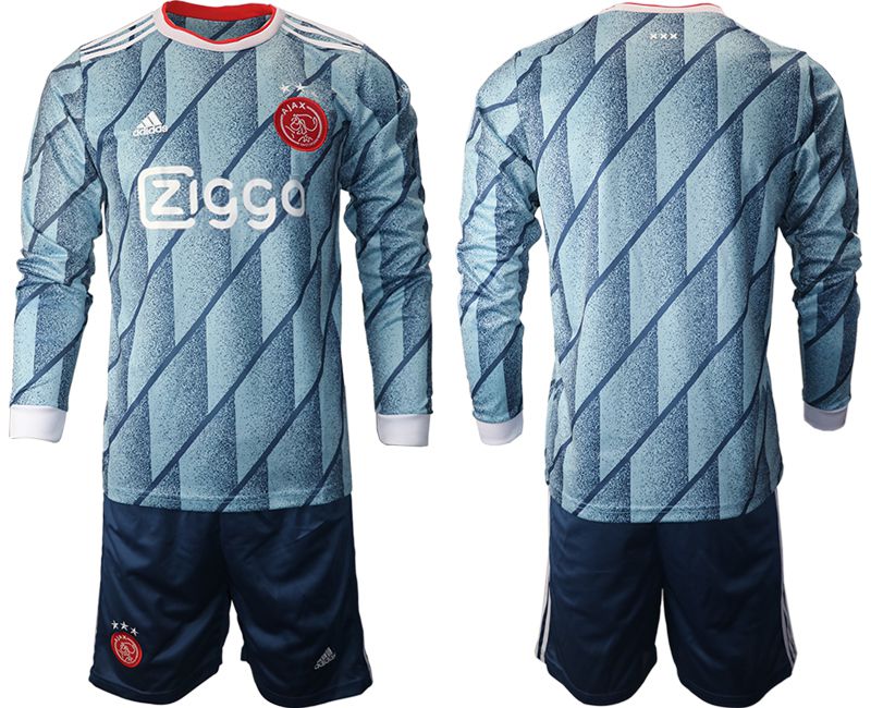 Men 2020-2021 club ajax away long sleeve blue Soccer Jerseys